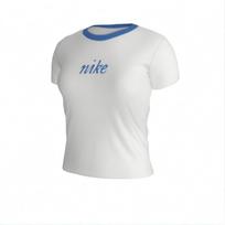 Nike W NSW NK CHLL KNT MD CRP WRS Color Block Letter Print Crew Neck Short Sleeve T-Shirt Women T-Shirts White HF8820100 M white
