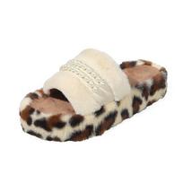 Madingi Seksualūs Leopardiniai Laisvalaikio Pūkuoti Šlepetės Moterims Namų Plokščiapadžiai Madingi Perliniai Dizainerio Batai Moterims Žieminiai Elegantiška Avalynė Atvirais Pirštais Šlepetės 35 smėlis