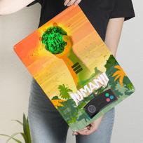 Jumanji Poster Game Tinplate Sign Bedroom Decoration Living Room Decor Men Custom Metal Signs for Gamer Gaming Room Decoration 20x30cm（7.8x11.8inch） orange