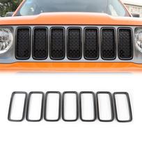 Car Front Molding Lid for Jeep Renegade    2022 2023 Middle Grille Cover Trim Stickers Exterior Styling Accessories Red 7Pieces orange