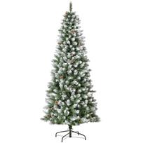 Dirbtinė kalėdinė eglutė su 630 šakelių ir 37 kankorėžiais, žalia ir balta, Ø 75 × 180 cm