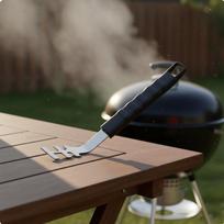 Grill Grate Lifter AntiScald Heated Grabber Hanging Hole Design BBQ Rack Puller for gray