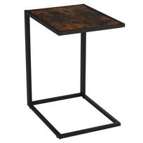 C-Shaped Side Table, Bedside Table with Metal Frame, Accent Sofa Couch Table for Living room, Bedroom, Brown and Black 56 x 36 x 68 cm