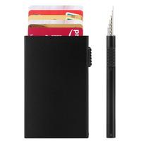 Custom Logo RFID-Blocking Aluminum Card Holder - Anti-theft, Metal Clip for Bank Cards and Promotional Gift black