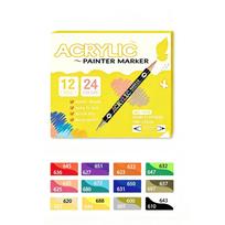 Acrylic Paint Markers, Tip Brush Pens, -Based, 12//36 Counts, //72 Colors, for, Wood, Glass, Fabric, One Size yellow