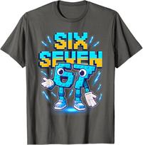 Six Seven Brainrot Italian Funny 67 Gaming Meme Cute Unisex T-Shirt XL blue