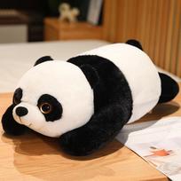 Cute simulation lying down giant panda doll plush toy black and white panda doll children soothing pillow rag doll 50cm（0.25kg） black