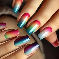 Square Press on Nail Gradient Fake Nail Stick on Nail in 12 Sizes,24 Pcs French Nail Tips for Nail Art Decorations 1 brown