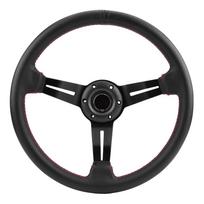 350 Mm 14 Inch Black Perforated Steering Wheel, Aluminum Frame Luxury Car Accessory Racing   for Car black