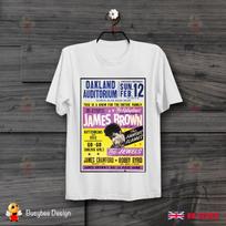 26 James Brown Oakland Auditorium Poster Soul Funk Cool Vintage T Shirt B249 Unisex T-Shirt M white