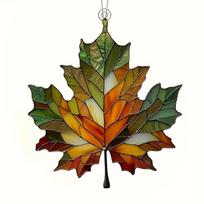 Maple Leaf Suncatcher Stained Glass Window Hanging Decor Glittering Fall Ornament For Thanksgiving Christmas Home Festival Gift black