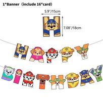 Vibrant Paw Patrol Themed Birthday Party Banner And Spiral Decoration Set For Dogs Banner beige