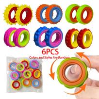 Rotating Fidget Ring Sensory Finger Spinner Anti-Anxiety Stress Relief Toys for Adults ADHD Autism Quiet Classroom Prizes Gifts blue