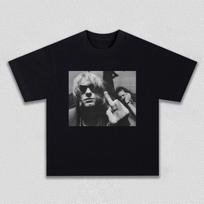 2026 Kurt Cobain Y2k Nirvana Graphics Cotton Shirt O-neck Short Sleeve Men Women's Casual Hip L gray