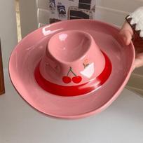 Unique Cowboy Hat Ceramic Tray with Divided Split Plate Meal Plate Dumpling Plate  Household rožinė