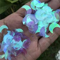 50g Moon Shape Iridescent Mermaid Color No Hole Sequins Glitter Flakes for Resin Filling,Nail Art,ag Decoration,DIY Crafts 12mm gray