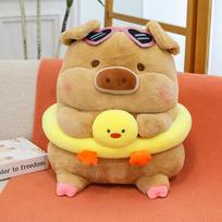 Cute lulu pig pig plush doll Lulu pig cute transformation into a little pink pig toy claw machine doll 30 cm ruda