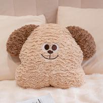 Big-eyed bear plush throw pillow cute ins wind dog sofa cushion office seat waist rest lunch break lie pillow 33cm0.3kg beige