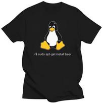 Juokingi Linux Sudo Atnešk Man Alaus T-shirt Vyrams Trumpomis Rankovėmis Pingvinas Programuotojas Kompiuterių Kūrėjas Geek Nerd T-shirt Medvilninė Marškinė#Spalva(1) S juoda