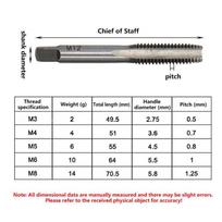 5Pcs/Set Taper Hand Spiral Point Straight Fluted Screw Thread Tap Drill Bearing Steel M3/M4/M5/M6/M8 Punching Wrench Hand Tools gray