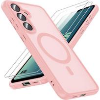 Coque pour Samsung Galaxy A15 4G/5G, Antichoc avec Cercle Magnétique - Rose - 2 Verres Trempés rožinė