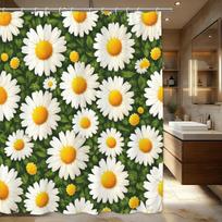 Vibrant Sunflower & Themed Printed Polyester Shower Curtain - Charming Bathroom Decor With Cute Bee, Daisy & Butterfly Designs W60H190(CM)-1 Pcs black