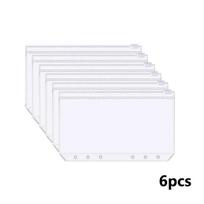 Binder Pockets A6 6-Hole Zipper Binder Pockets Waterproof PVC Cash Budget Envelopes Loose Leaf Bag For Binder Notebook Planner white