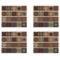ABBY-80 Pcs 3D Multi Moroccan Self-Adhesive Bathroom Kitchen Wall Stair Tile Sticker