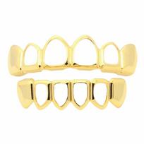 2Pcs/Set Glossy Charm Teeth Grillz Classic Hollow Teeth Grillz Braces  Stage Props auksas
