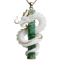 Retro Dragon Bamboo Joint Pendant Necklace Embossed Neck Jewelry Creative Sweater Chain  Unisex žalia