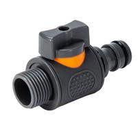 High Flows Garden Hose Connector 6 Point External Thread Quickly Release Coupling With Integrated Shutoff 1 gray