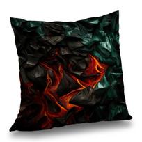 pc D Flat (Pillow Not Included) Abstract Lava Rock Fire Texture Cushion Cover Short Plush Modern Art Decor Throw Pillow Case 45cmx45cm(18x18Inch) black