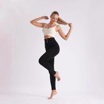High waist, high elastic, slim fit, nine-point black Modal leggings, women's nails, three rows of buttons, plus standard, can be worn outside small size juoda
