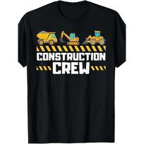 Construction Crew Graphic Tee Excavator Dump Truck Digger Print Round Neck T-Shirt for Men XS yellow