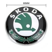 1 vnt. 8/9 cm emblema automobilio priekinio dangčio ženklelis, galinės bagažinės lipdukas Skoda Octavia Rapid Kodiaq Karoq Fabia Kamiq Superb derivative blue