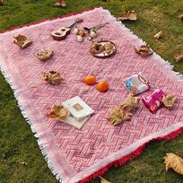 Lauko iškylos kilimėlis Minkštas Nešiojamas Kelioninis Dirželis Smėlio nepralaidus, Kempingui, Paplūdimiui, Parkui Žygio Antklodė 90x90 pink