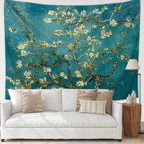 Almond Blossom Van Gogh Polyester Tapestry Vibrant Artistic Wall Decor Living Room Bedroom Aesthetic Decorative High Quality 40X60cm gray