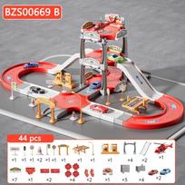 Children Parking Lot Ramp Track Car Toys Urban Rail Construction Vehicles Play Set Race Tracks Road Games Preschool Boys Gifts white