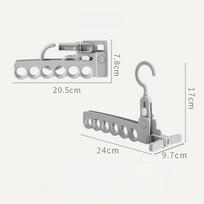 New 6 Hole Clothes Hanger Plastic Space Saving Clothes Hanging Rack Lightweight Foldable Jacket Drying Rack for Outdoor Travel pilka