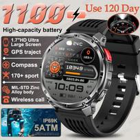 2026 New Men Bluetooth Call Smart Watch Military Built-in GPS Compass Barometric Altimeter 30ATM Waterproof Bluetooth Call Smart Watch juoda/oranžinė