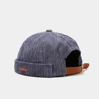 Trendy Retro Docker Cap Solid Color Adjustable Beanie Melon Cap Corduroy Hip Hop Brimless Hat Skullcap Unisex gray