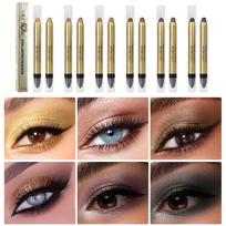 6pcs Double-Ended Highlighter Eyeshadow Stick Set Shimmer Metallic Eye Makeup Pen Waterproof Long-Lasting Contour and Highlight Crayon for Women 6pcs beige