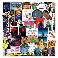 10 30 50Pcs Cool Rapper Travis Scott Singer Stickers Bike Skateboard Fridge Guitar Luggage Diy Waterproof Joke Sticker Kid Toys blue