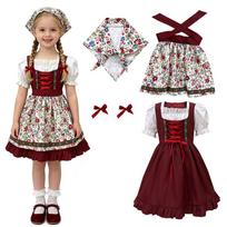 Bavaria Oktoberfest Girl Dirndl Dress With Floral Pattern For Celebrations 120 raudona