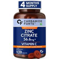 Carbamide Forte Zinc Citrate with Vitamin C | Zinc Supplements for Men & women with 100% RDA Zinc | Immunity & Cellular Health Support - 120 Tablets