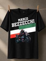 Marco Bezzecchi Racing Italian Stripe With Motorcycle Rider Graphic And Bold Name Lettering Unisex Unisex All Tshirt S white