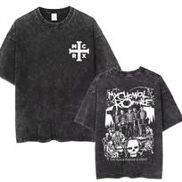 Danqi Yoyo Rock Band My Chemical Romance men's Retro cotton Washed Tshirt man Women's Y2K Punk Distressed? Tee Casual S įvairiaspalvis