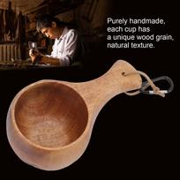 Nordic Style Wooden Mug Outdoor Camping Hiking Drinking Cup Portable for Coffee Tea Milk brown