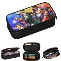 Japan JoJos Bizarre Adventure Anime Pencil Cases for Student School Pen Box Pencil Bag Large Storage Pencil Pouch 21x10.5x5cm gray