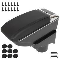 VW Golf V 03-09 Armrest with Storage Compartment, Black Eco Leather + Mounting Kit juoda